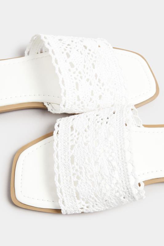 White Crochet Mule Sandals In Extra Wide EEE Fit 5