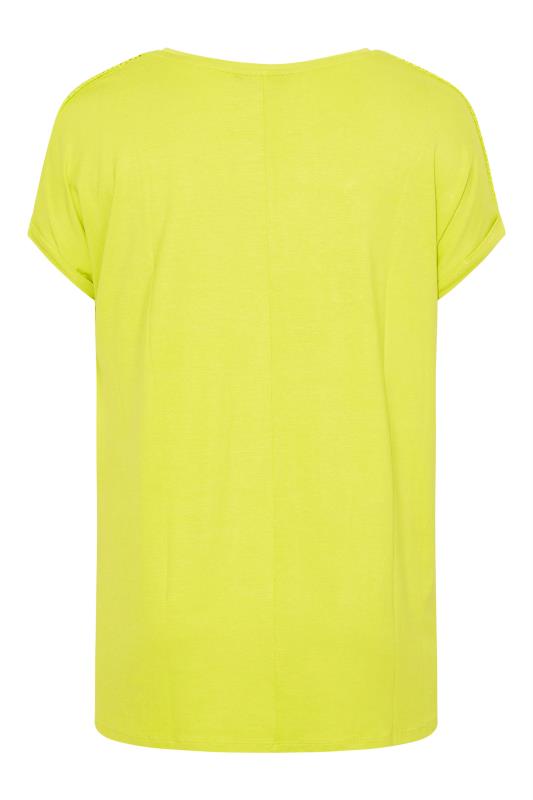 Plus Size Yellow Crochet Detail Short Sleeve T-Shirt | Yours Clothing  7