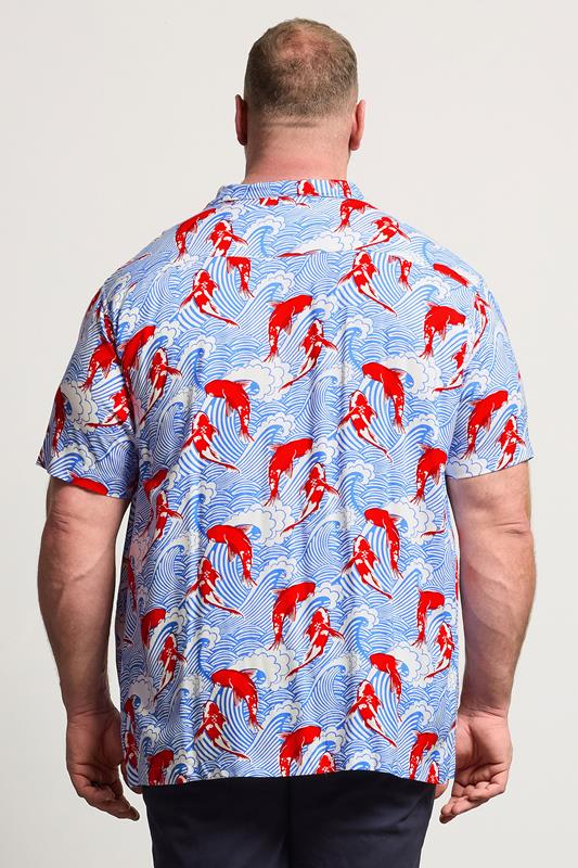 BadRhino Big & Tall Blue Koi Fish Print Shirt | BadRhino 4