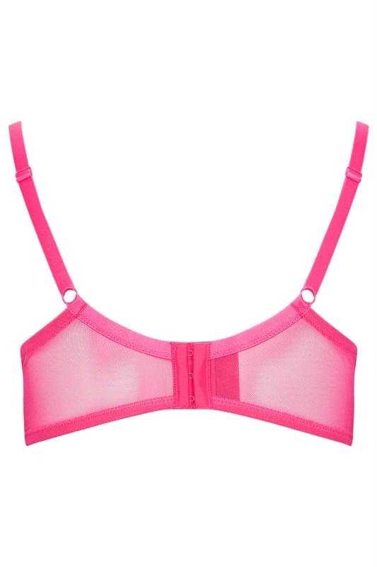 YOURS Plus Size Hot Pink Dot Print Lace Padded Bra | Yours Clothing 6