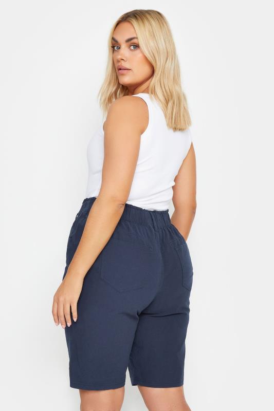 YOURS Plus Size Navy Blue Cool Cotton Shorts | Yours Clothing 3