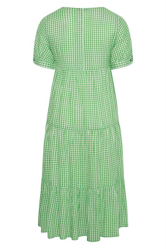 LIMITED COLLECTION Plus Size Green Gingham Tiered Smock Dress | Yours Clothing 7