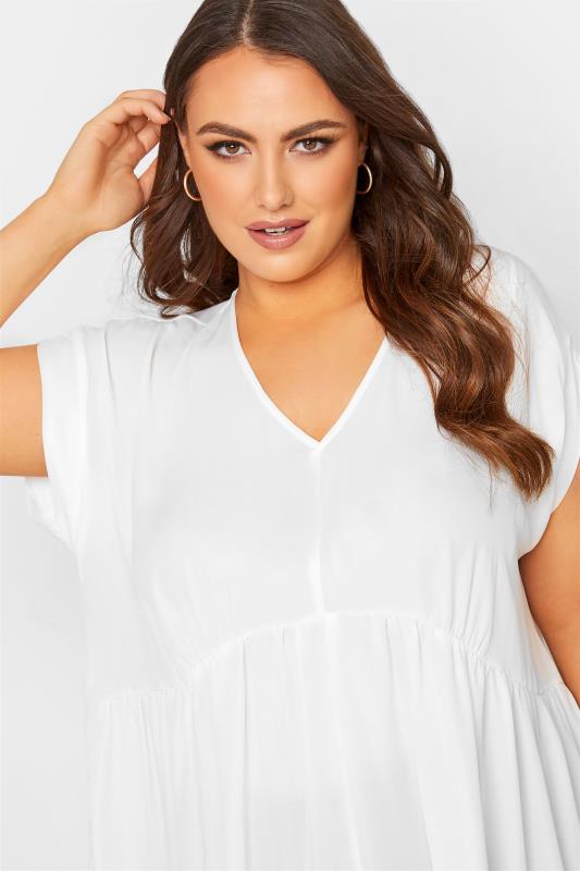 Curve White Grown on Sleeve Smock Blouse 4
