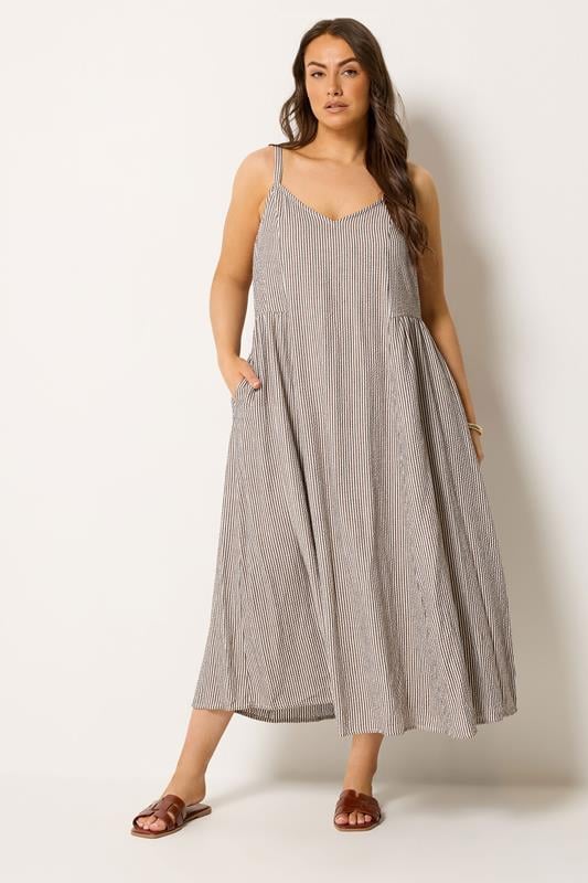  YOURS Curve Brown Stripe Maxi Dress