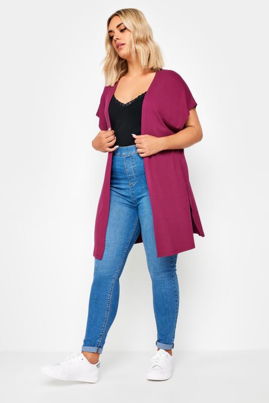 YOURS Plus Size Red Short Sleeve Cardigan | Yours Clothing 2