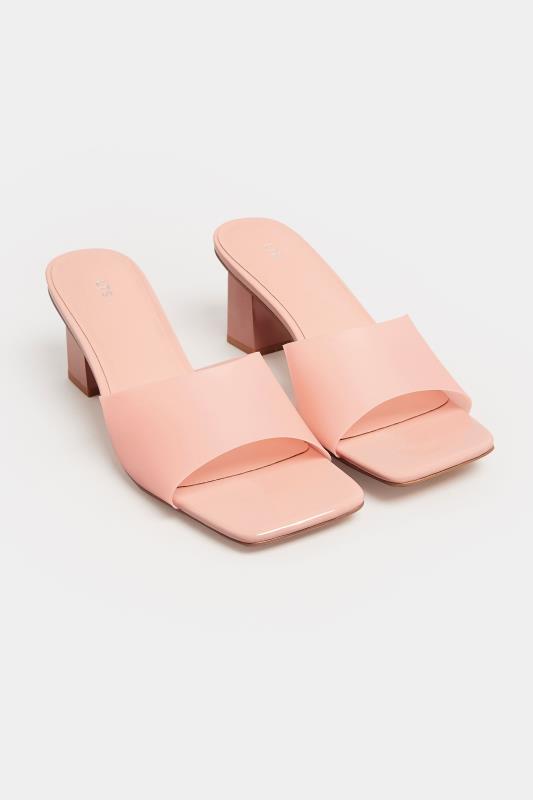 LTS Pink Perspex Block Heel Mules In Standard Fit | Yours Clothing 2