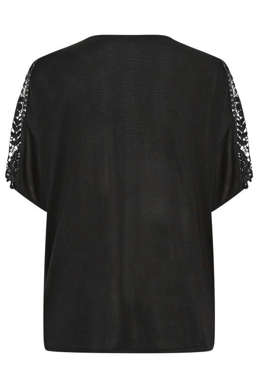 YOURS Plus Size Black Crochet Sleeve Kimono | Yours Clothing 9