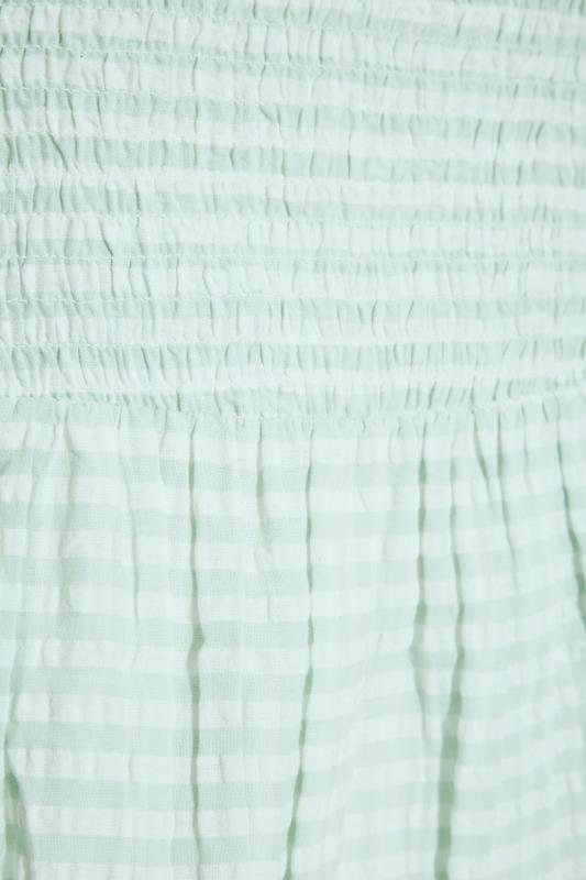 Curve Green Gingham Shirred Top 5