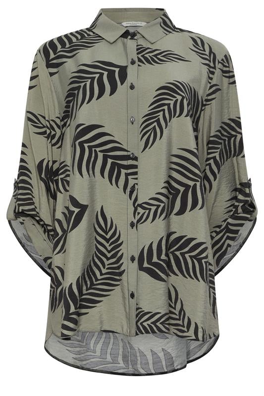 M&Co Green Palm Leaf Tab Sleeve Shirt | M&Co 5