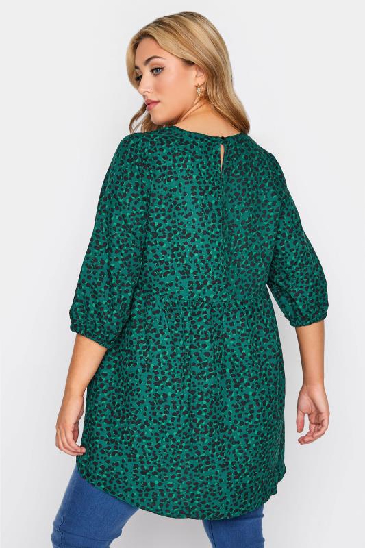 LIMITED COLLECTION Plus Size Emerald Green Dalmatian Print Top | Yours Clothing 3