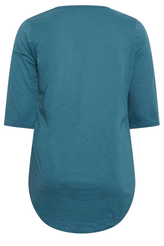 YOURS Curve Plus Size 2 PACK Teal Blue & Black Pintuck Henley Tops | Yours Clothing  11