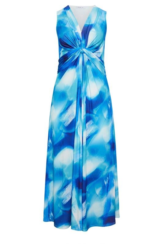 YOURS LONDON Plus Size Blue Abstract Knot Detail Dress | Yours Clothing 6