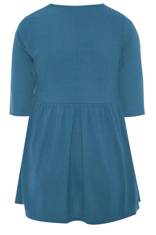 LIMITED COLLECTION Curve Blue Ribbed Smock Top 7