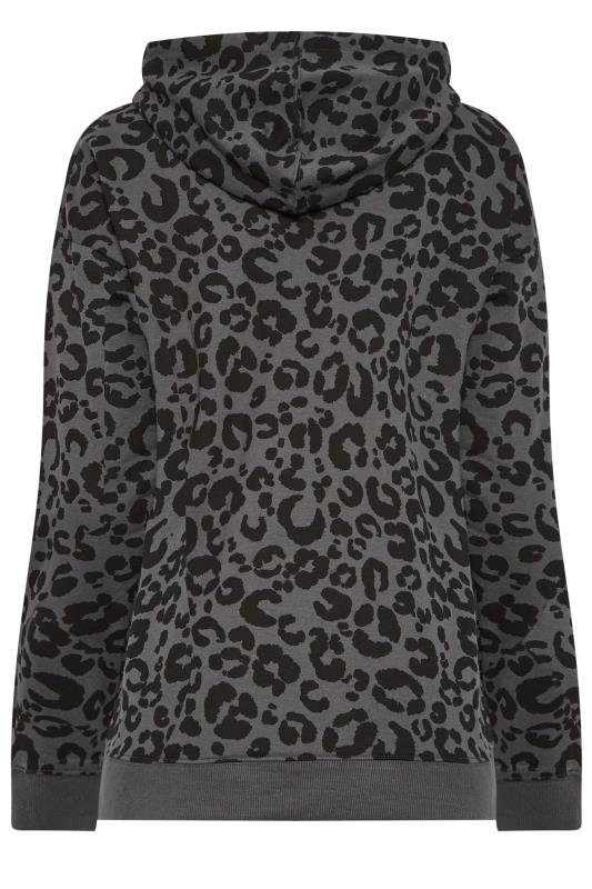 LTS Tall Charcoal Grey Leopard Print Hoodie | Long Tall Sally  8