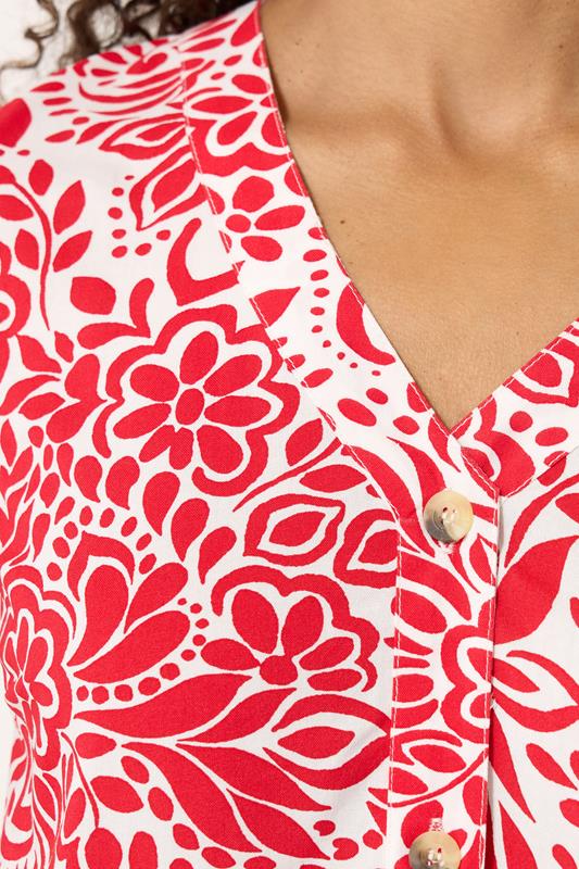 M&Co Red Floral Button Front Vest Top | M&Co 5