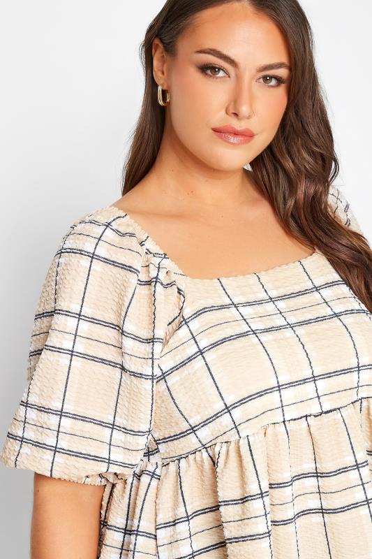LIMITED COLLECTION Curve Cream Check Milkmaid Top 4
