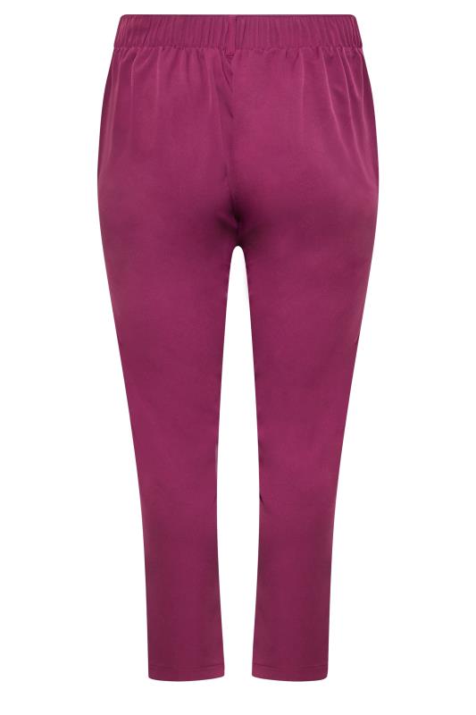 Plus Size Dark Pink High Waisted Tapered Trousers | Yours Clothing 5