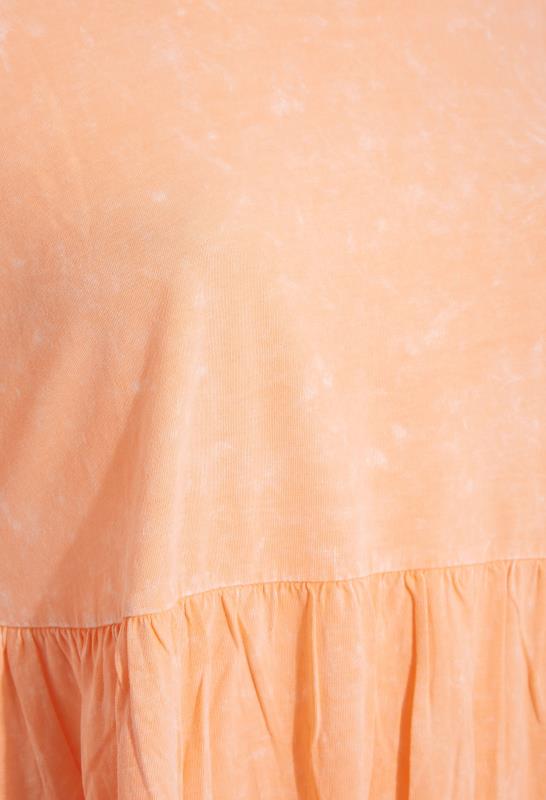 Plus Size Orange Acid Wash Peplum Top | Yours Clothing 4