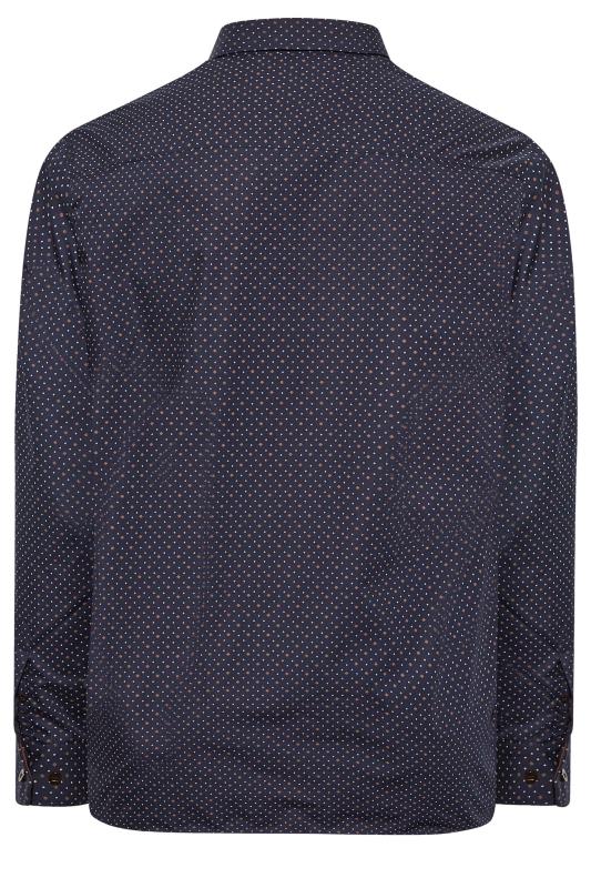 KAM Big & Tall Navy Blue Dobby Spot Print Premium Shirt | BadRhino 4