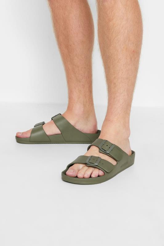 JACK & JONES Big & Tall Green Double Strap Sandals | BadRhino 1