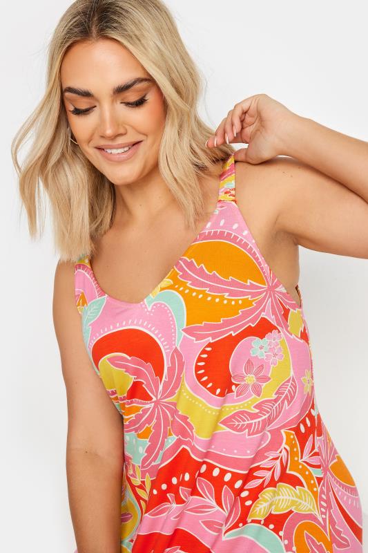 YOURS Plus Size Pink Retro Tropical Print Beach Dress | Yours Clothing 4
