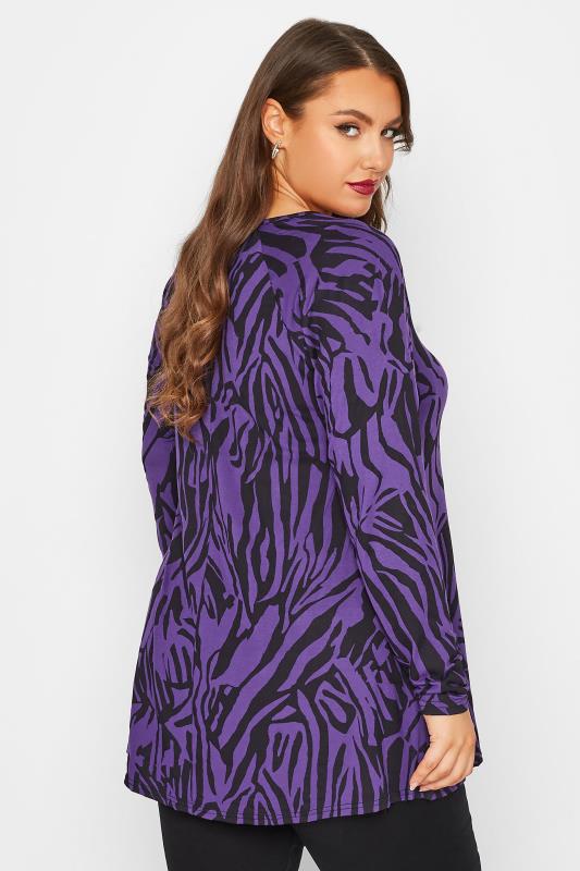 LIMITED COLLECTION Curve Dark Purple Tiger Print Cut Out Top | Yours Clothing 3