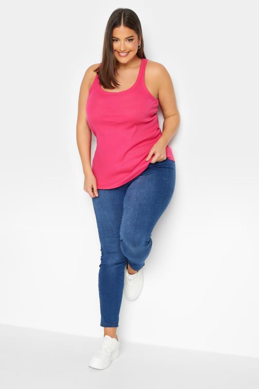 YOURS Plus Size Hot Pink Racer Back Vest Top | Yours Clothing 3