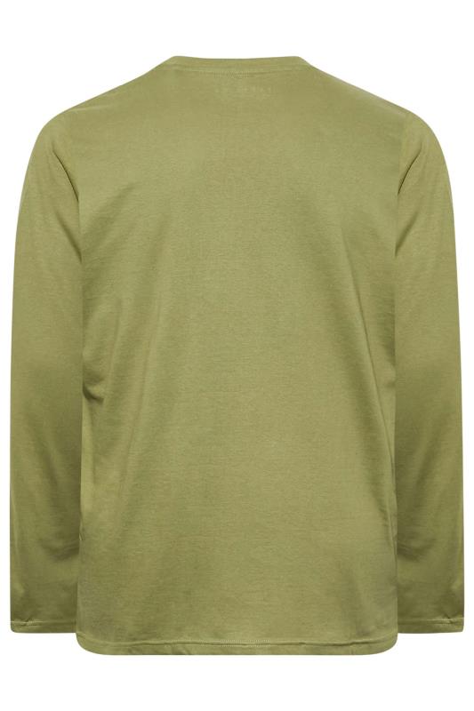 Big & Tall Sage Green Long Sleeve Plain T-shirt 4