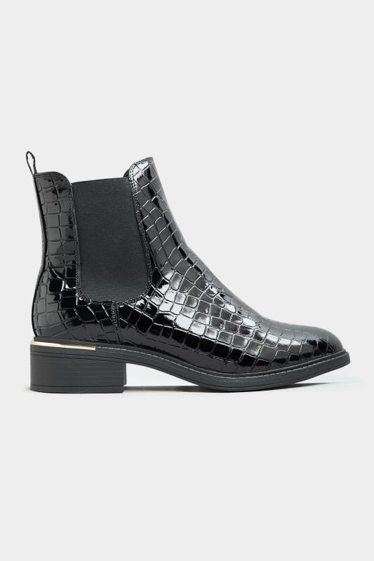 LIMITED COLLECTION Black Leather Look Heeled Chelsea Boots In Wide E Fit 3