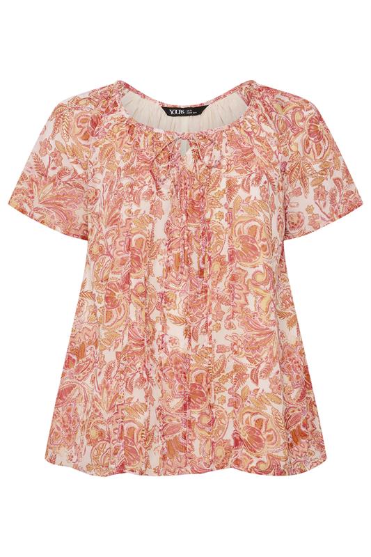 YOURS Plus Size Pink Paisley Pintuck Swing Blouse | Yours Clothing 5