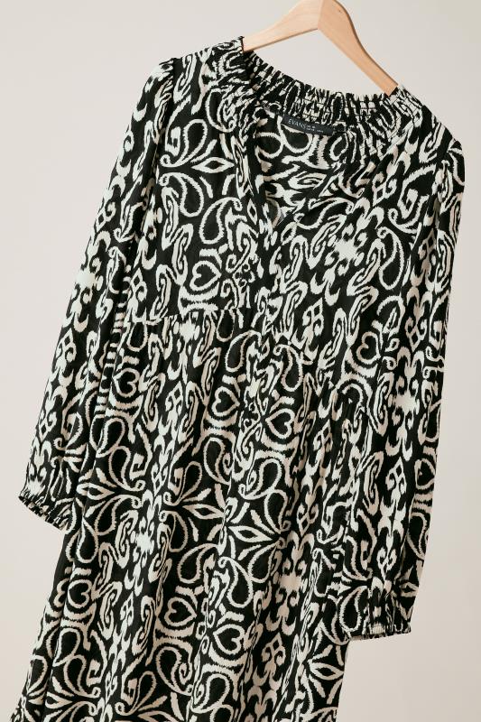 EVANS Plus Size Black & White Abstract Print Tiered Midi Dress | Evans  6