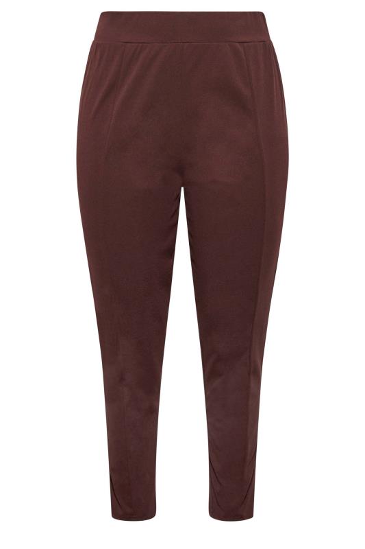 Plus Size Chocolate Brown Stretch Tapered Trousers - Petite | Yours Clothing 4