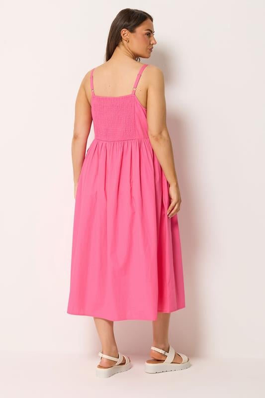 YOURS Plus Size Pink Poplin Midi Dress | Yours Clothing 4