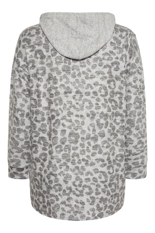 Plus Size Light Grey Chevron Leopard Print Luxury Super Soft Hand Feel Hoodie | Yours Clothing 7