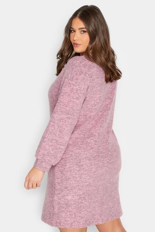 Plus Size YOURS Curve Pink Marl Soft Touch Midi Dress | Yours Clothing  3