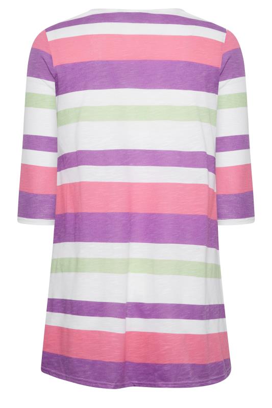 YOURS Plus Size White & Pink Stripe T-Shirt | Yours Clothing 6