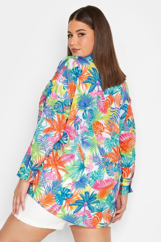 LIMITED COLLECTION Plus Size Curve Blue Flamingo Print Shirt | Yours Clothing  4