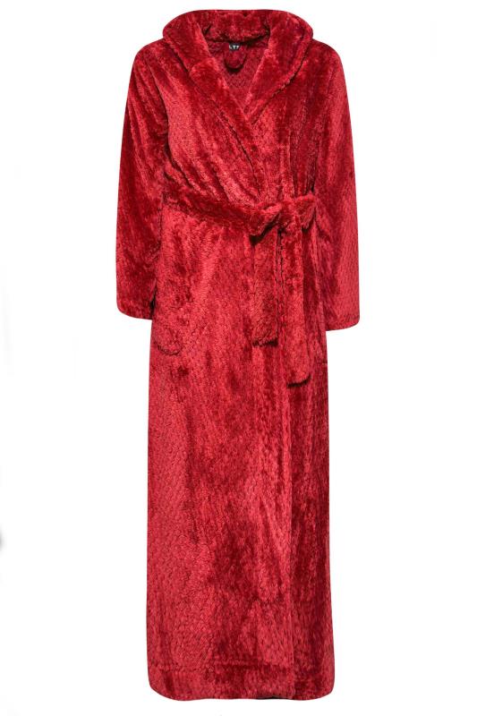 LTS Tall Women's Red Waffle Fleece Hooded Maxi Dressing Gown | Long Tall Sally 6