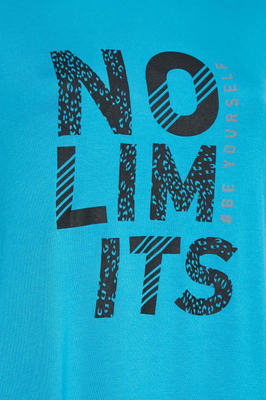 YOURS ACTIVE Plus Size Blue 'No Limits' Slogan Top | Yours Clothing 6