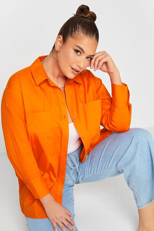 LIMITED COLLECTION Plus Size Bright Orange Oversized Boyfriend Shirt | Yours Clothing 5