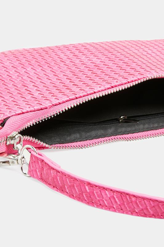 Plus Size Hot Pink Woven Shoulder Bag | Yours Clothing 6