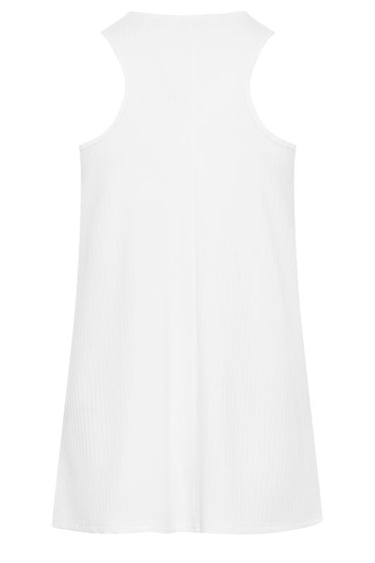 LIMITED COLLECTION Plus Size Curve White Ribbed Racer Cami Vest Top | Yours Clothing  8