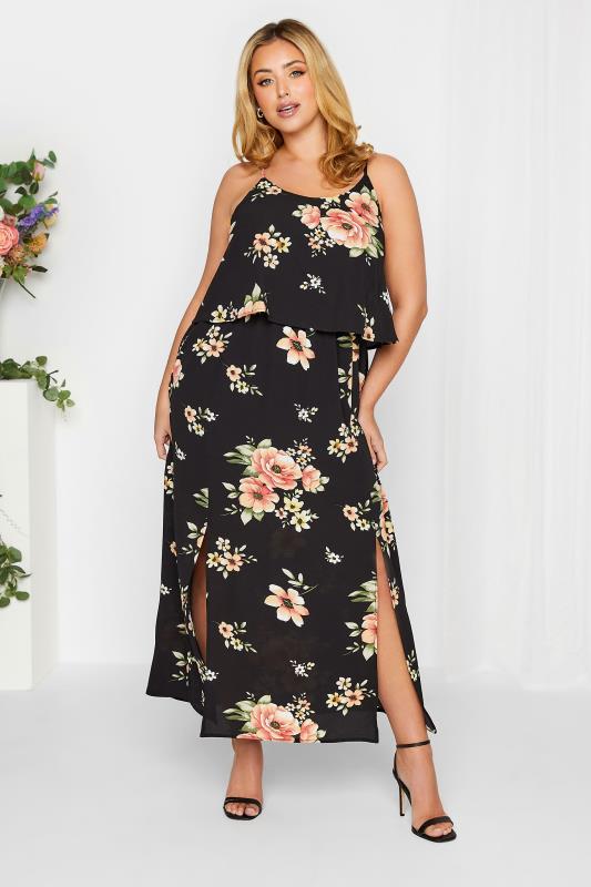 YOURS LONDON Curve Black Floral Overlay Maxi Dress | Yours Clothing 2