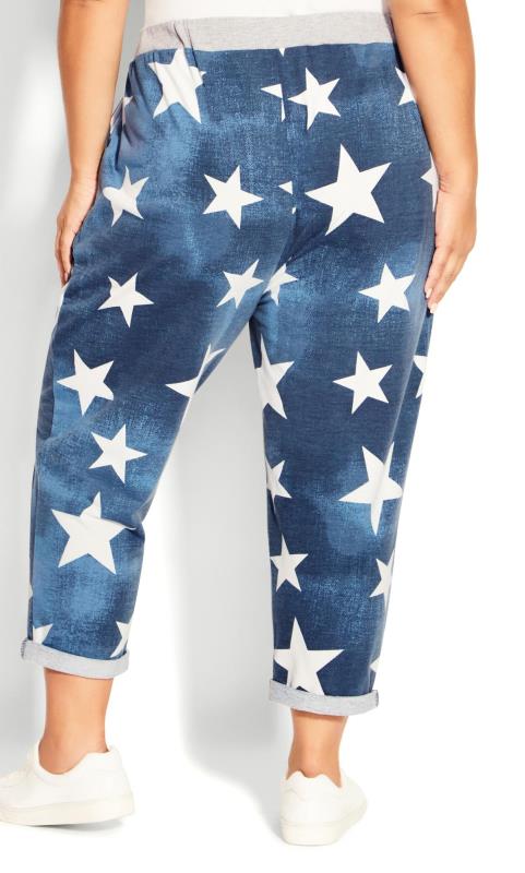 Evans Blue Washed Star Print Cropped Trousers 4