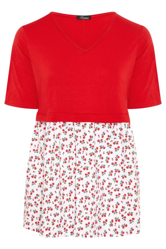 LIMITED COLLECTION Bright Red Floral Peplum Top_F.jpg