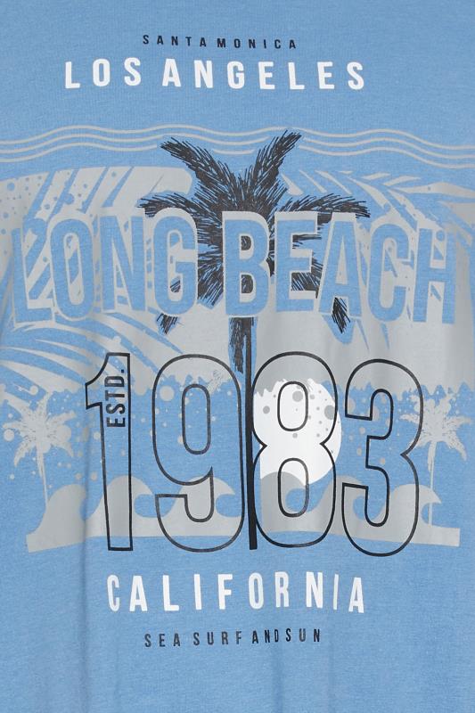 KAM Big & Tall Powder Blue Marl 'Long Beach' T-Shirt | BadRhino 4
