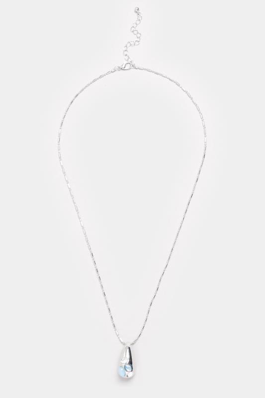 Silver Tone Tear Drop Pendant Necklace | Yours Clothing  2