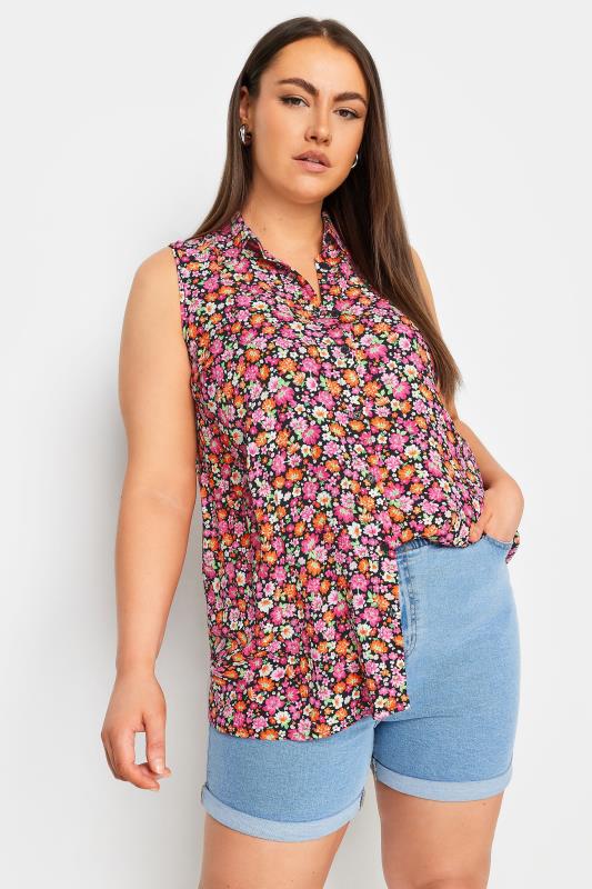 Plus Size  YOURS Curve Pink Floral Print Sleeveless Blouse