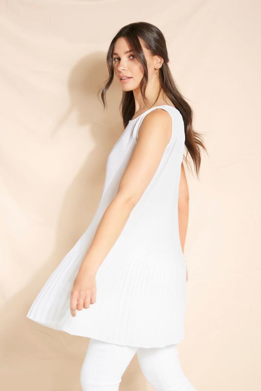 LTS Tall White Sunray Pleated Vest Top 5
