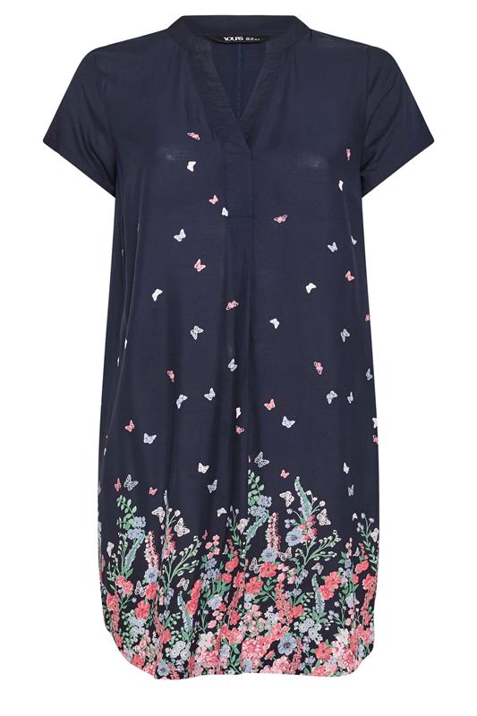 YOURS Plus Size Navy Blue Floral Tunic Dress | Yours Clothing 5